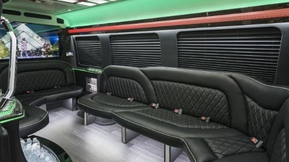 Interior of Charter Bus Company St. Louis's Sprinter Limo in St. Louis