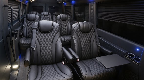 Interior of Charter Bus Company Florissant's Sprinter Van Rental With Driver in Florissant
